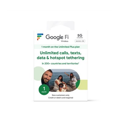 Google Fi Wireless Unlimited Plus Talk/Text/Data SIM Kit - 1 Month