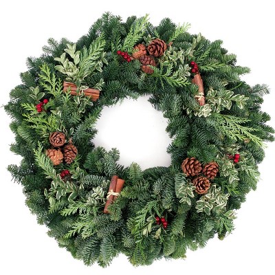 Live Fresh Cut Pacific Northwest Cinnamon Spice 24" Wreath - Van Zyverden