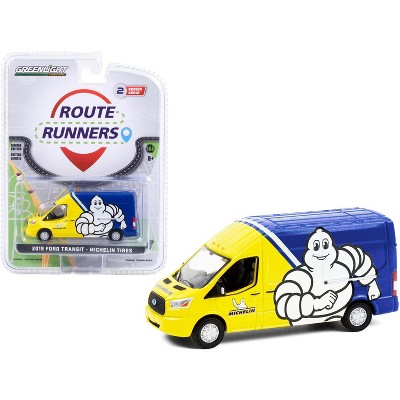 2019 Ford Transit LWB High Roof Van Yellow and Blue "Michelin Tires" "Route Runners" Series 2 1/64 Diecast Model by Greenlight