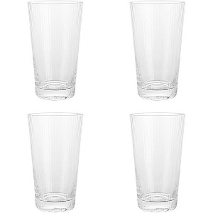 Elle Decor Ribbed Highball Glasses, Set of 4, 16oz Tall Drinking Glasses, For Gin and Tonics, Cocktails, and Juice, Stackable Vintage Style - 1 of 4