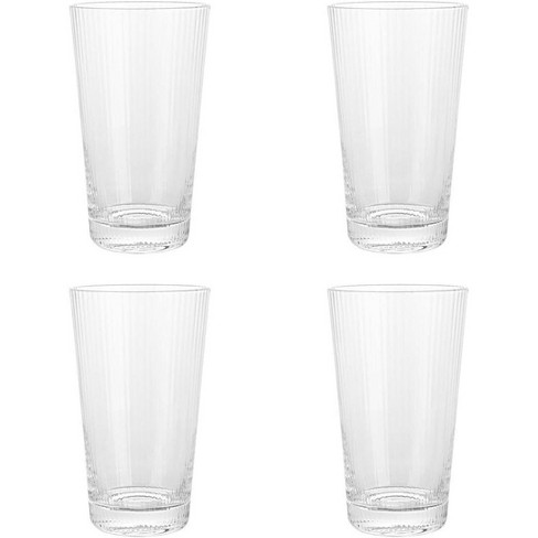 Elle Decor Ribbed Highball Glasses, Set of 4, 16oz Tall Drinking Glasses, For Gin and Tonics, Cocktails, and Juice, Stackable Vintage Style - image 1 of 4