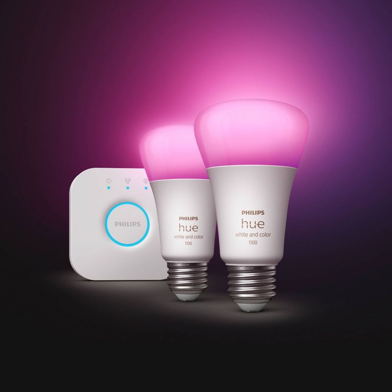Philips Hue 2pk A19 LED Starter Kit with Bridge Color, 5 of 9