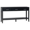 59.1" Black Farmhouse Entryway Table with 3 Drawers Minimalist Sofa Table for Living Room Hallway Kitchen Bedroom and Office - 3 of 4
