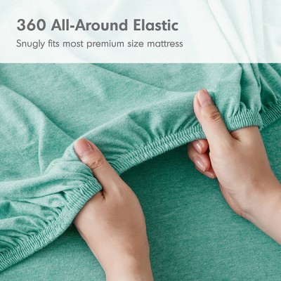 Aqua Twin Polyester Jersey Knit Sheet Set
