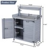 Garden Potting Bench Table, Outdoor Garden Horticultural Wooden Storage Cabinet, Solid Wood Planting Work Bench with Open Top - 3 of 4