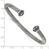 Black Bow Jewelry Stainless Steel & Purple Cubic Zirconia Antiqued Twisted Cuff Bracelet - 4 of 4