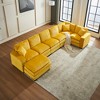 Modern U-Shaped 6-Seat Sectional Sofa with Ottoman & 3 Toss Pillows ¨C Modular Corduroy Couch for Living Room - 4 of 4