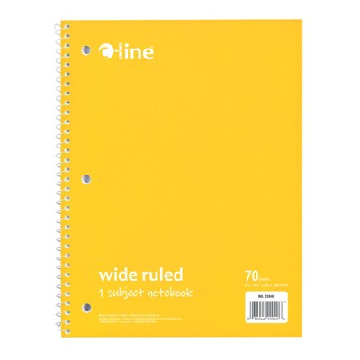 C-Line 1-Subject Notebook, 70 Page, Wide Ruled, Yellow (Pack of 12)
