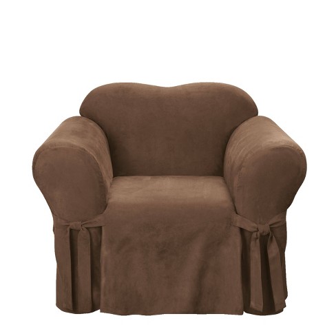 Soft Suede Chair Slipcover Chocolate - Sure Fit : Target