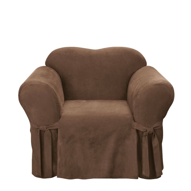 Soft Suede Chair Slipcover Chocolate - Sure Fit, 1 of 5