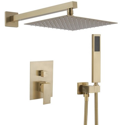 2-Handle 2-Spray 12 in. Square High Pressure Shower Faucet in Polished Chrome (Valve Included)