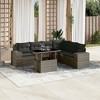 vidaXL 7 Piece Patio Sofa Set with Cushions Gray Poly Rattan - Gray without storage - 2 of 4