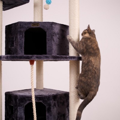 82-Inch Dark Gray Multi-Level Cat Tree with Sisal Posts