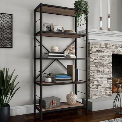 Hastings Home 5-tier Open Style Bookshelf, Brown : Target