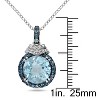 EVERLY JEWELRY | Sterling Silver 4 3/4 CT TGW Sky and London Blue Topaz and Diamond Halo Pendant with Chain Black Rhodium, 18 inc - 2 of 4