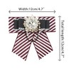 INSPIRE CHIC Women's Striped Rhinestone Bow Tie Fashion Faux Pearl Bow Tie Pin with Hanging Chain - 2 of 4