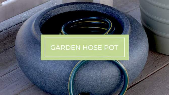 The HC Companies RZ.GH210DF1C001LRDJH 21 Inch Diameter Lightweight Garden Hose Storage Pot for 75-100 Ft Hoses, Pairs w/ Terrazzo Series Pots, Green, 2 of 8, play video