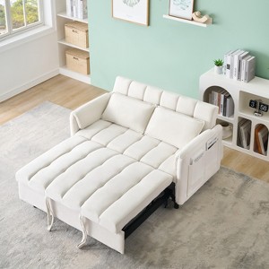 ModernLuxe Chaise Lounge Velvet Sofa Bed Convertible Sofa Sleeper Small Loveseat  Lazy Sofa Upholstered Armchair Reading Couch with Pillow & Pocket - 1 of 4
