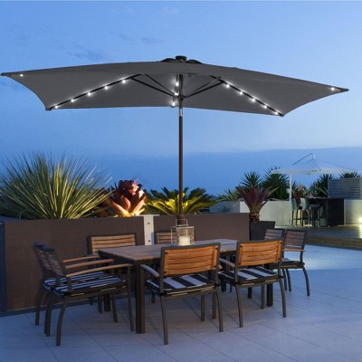 Sonkuki 10x6.5 ft LED Rectangular Patio Market Umbrella 3-Year-Non-Fading