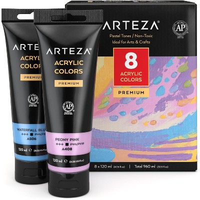 Arteza Pastel Acrylic Paint Set, 120 ml Tubes, Assorted Colors - 8 Pack