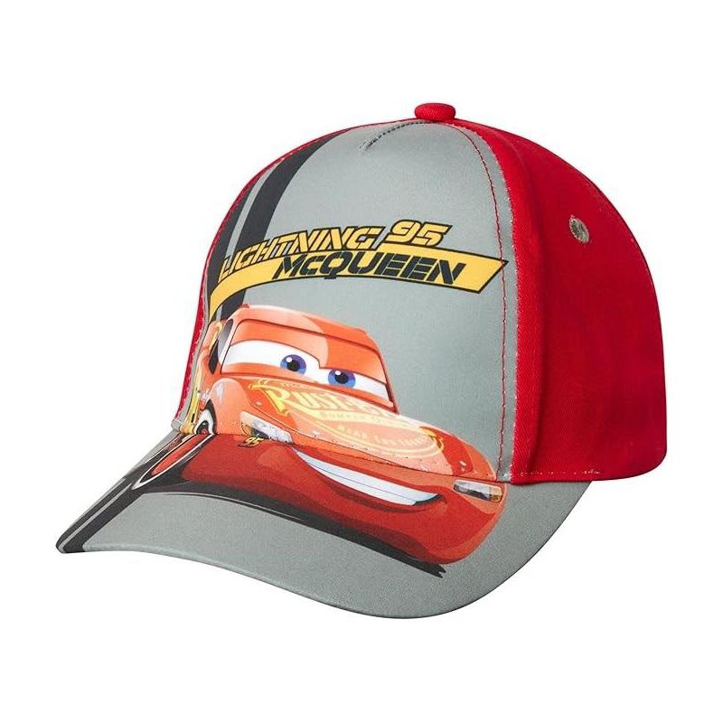 Lightning McQueen Boys Baseball Hat, Cars Kids Hat for Kids Ages 4-7 (Red/Gray), 1 of 4