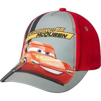 Lightning McQueen Boys Baseball Hat, Cars Kids Hat for Kids Ages 4-7 (Red/Gray)