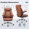KERDOM Big and Tall Breathable Leather Office Chair with Lumbar Support Flip-Up Armrests, Dark Brown - 2 of 4