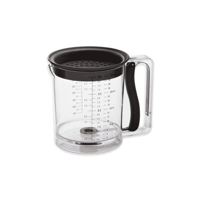 Amco 4 Cup Easy Release Fat And Gravy Separator With Deep Removable Lid & Quick Release Handle - Black