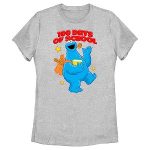 Women's Sesame Street Cookie Monster 100 Days of School T-Shirt - 1 of 4