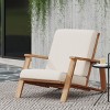 Modern 1 Piece Acacia Wood Club Chair With Fabric Cushions,Sloped Seating Lounge Chair,Outdoor Patio Wooden Armrests Chair-Coolbibila - 3 of 4
