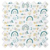 Bacati - Little Dino Boys Teal/Yellow Muslin 6 pc Crib Bedding Set with Crib Musical Mobile - 3 of 4