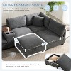 Convertible U-Shaped Sectional Sofa Oversized Modular Sofa Upholstered Corner Sofa Couch with Movable Storage Ottoman, Cup Holder, USB Port-ModernLuxe - 4 of 4