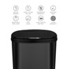 SEVOBAL Indoor Trash Cans Stainless Steel Kitchen Trash Can Bathroom Bedroom Waste Bin Touch Free Garbage Can 13 Gallon, Black, 16.5"*11.5"*26.5" - 2 of 4