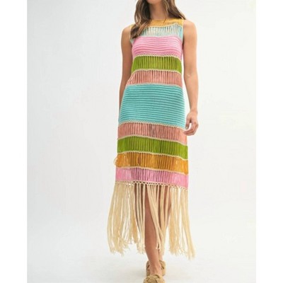 Women's Astoria Fringed Crochet Dress - MABLE