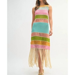 Women's Astoria Fringed Crochet Dress - MABLE - 1 of 4