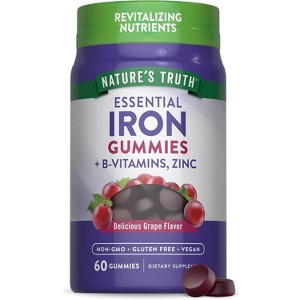 Natures Truth - Iron +B Vitamins + Zinc Gummies, Natural Grape Flavor, 60 Ct - 1 of 4