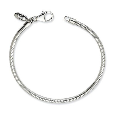 Black Bow Jewelry Sterling Silver 3mm Snake Chain Starter Bead Charm Bracelet or Anklet