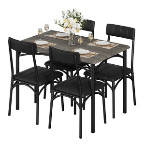 Dining Table Set for 4,Kitchen Table and Chairs,Rectangular Dining Room Table Set with 4 Upholstered Chairs,for Small Space,Apartment-Gray - 1 of 4