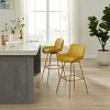 Art Leon Comfortable Velvet Swivel Barstool with Golden Legs, Set of 2 - 2 of 4