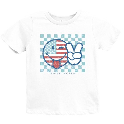 The Juniper Shop SmileyWorld Patriotic Checkered Peace Youth Short Sleeve Tee