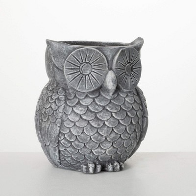 Sullivans Gray Outdoor Owl Planter 11.75"Tall, Magnesia