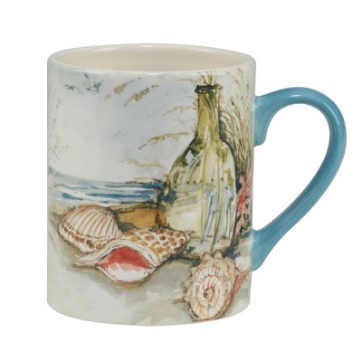 Set of 4 Blue Coastal Ceramic 16oz Mugs