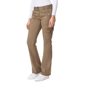 WallFlower Women's Feisty Curvy Cargo Flare Low Rise Belted Insta Stretch Juniors Pants - 1 of 4