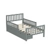 NicBex Twin/Full Size Bed Frame,Wood Platform Bed with Guardrails on Both Sides and 2 Storage Drawers,Bed Frame with Headboard for Teens,Kids - 2 of 4