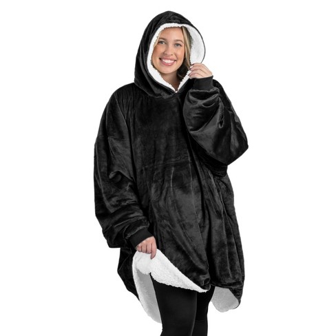 Adult Black Fleece Wearable Blanket by Bare Home