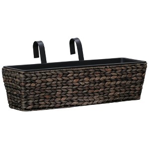 vidaXL Railing Balcony Deck Planter with Inner Pots, 2 pcs Water Hyacinth - 1 of 4