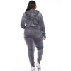 Women's Plus Size 2 Piece Velour Tracksuit Set - White Mark - 3 of 4