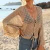 Women Swimsuit Crochet Cover Up Summer Swim Bathing Suit Swimwear Mesh Knit Tassel Pool Beach Vacation - 3 of 4