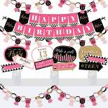 Big Dot of Happiness Chic 13th Birthday - Pink, Black and Gold - Banner and Photo Booth Decorations - Birthday Party Supplies Kit - Doterrific Bundle