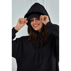 Attraco Women's Airplane Model Travel Hoodie Eye Mask Built in Long Sleeve Oversized Sweatshirt Fleece Hooded with Kangaroo Pocket - 1 of 4